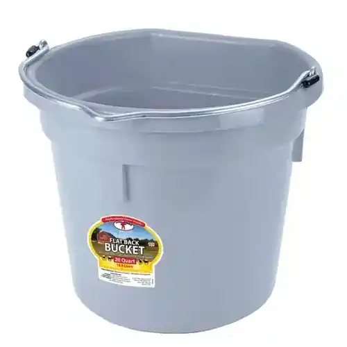 Little Giant 20 Quart Flat Back Plastic Bucket Gray P20FBGRAY6