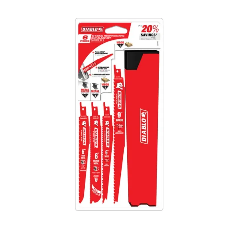 Diablo Tools Bi-Metal Reciprocating Saw Blade Set for Wood and Metal Demolition (6-pc)