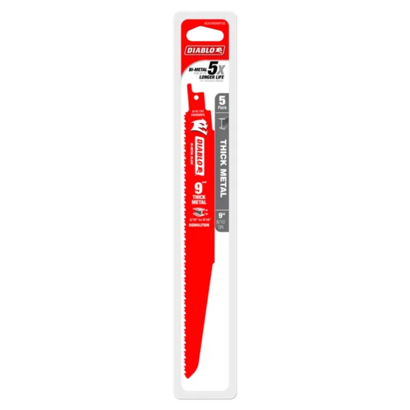 Diablo Tools 9" 8/10TPI Bi-Metal Reciprocating Saw Blades for Thick Metal (5-pk)