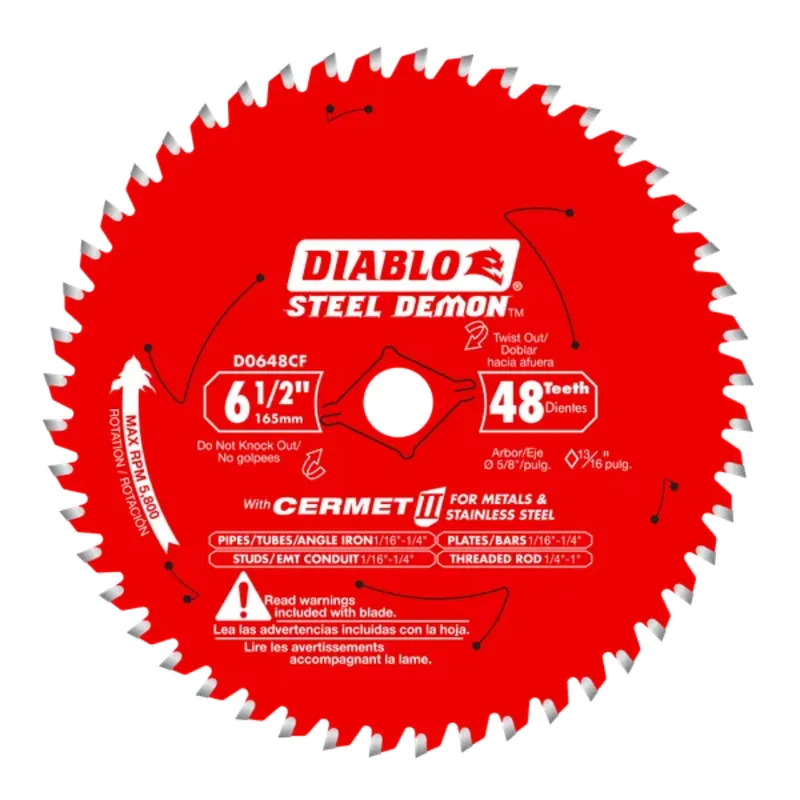 Diablo Tools 6-1/2" x 48-Teeth Steel Demon™ Cermet II Saw Blade for Medium Metal