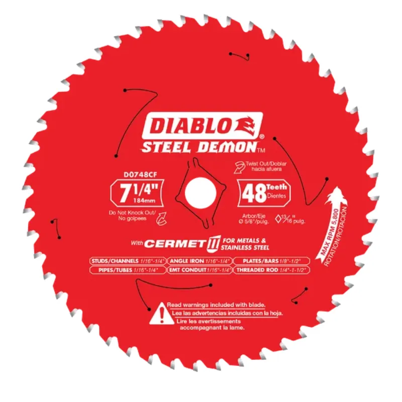 Diablo Tools 7-1/4" x 48-Teeth Steel Demon™ Cermet II Saw Blade for Medium Metal