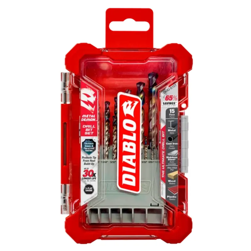 Diablo Tools Metal Demon™ Drill Bits Set for Mild, Hardened and Stainless Steels (15-pc)