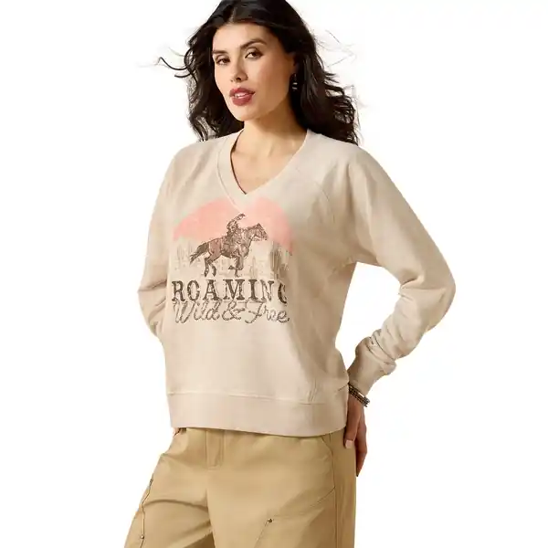 Ariat Women‘s S26 Victoria Sweatshirt Wild & Free Khaki Heather