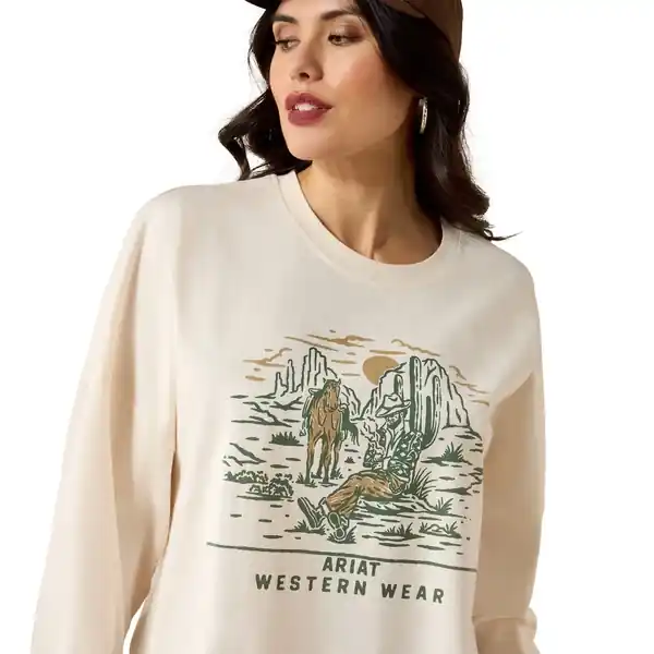 Ariat Women‘s S26 Canvas Oversized Long Sleeve T-Shirt Sea Salt