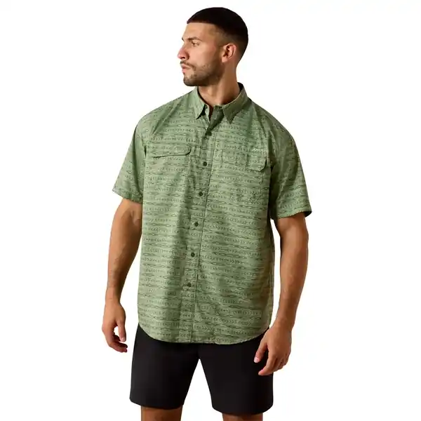 Ariat Men‘s S26 Printed VentTEK Outbound Classic Fit Shirt Green