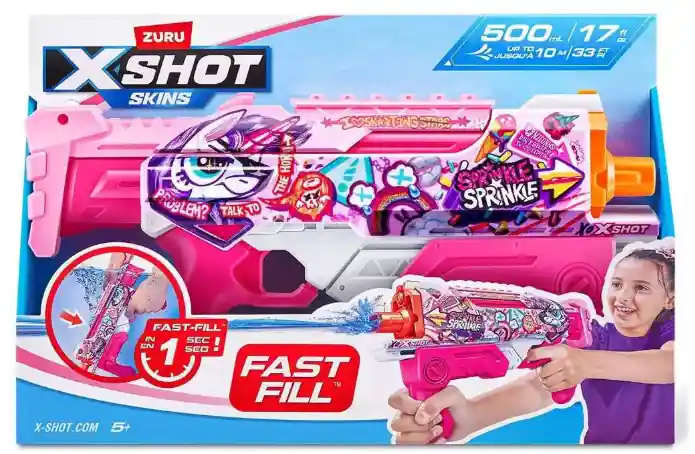 Zuru X-Shot Skins Hyperload Pink Unicorn Splash Water Blaster