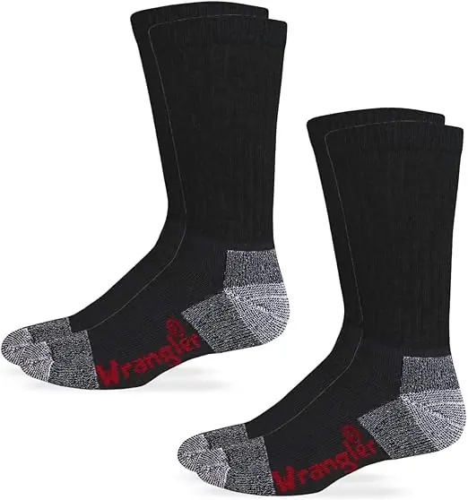 Wrangler Men‘s Riggs Steel Toe Cushion Cotton Boot Crew Socks 2 Pack