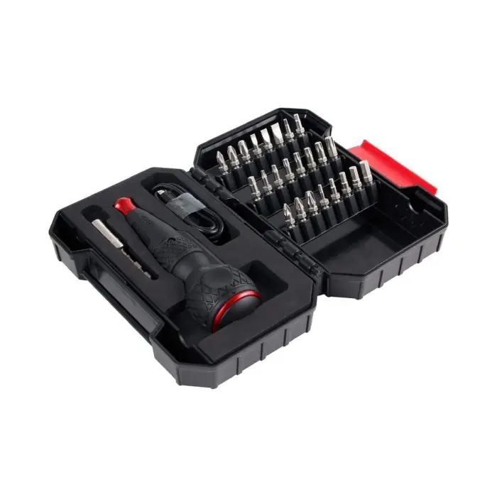 Vessel Tools 220USB25U 25 Piece Cordless Screwdriver with Impact Ball Torsion Bit Set