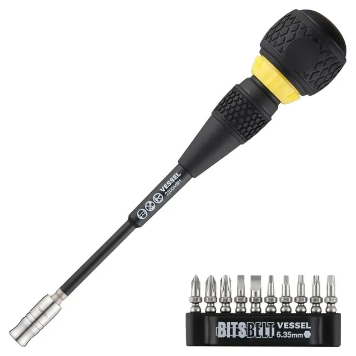 Vessel Tools 2200MBH120K01 10 Piece 1/4" Ball Grip Interchangeable Screwdriver Bit Set