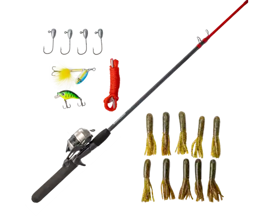 Zebco 33 Micro Bitsy Kit 6‘6" Spincast Combo w/Strike King Tackle