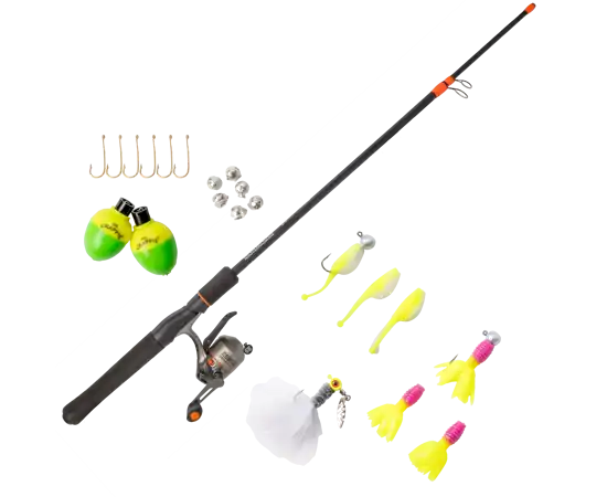 Zebco 33 Micro Trigger Mr. Crappie Kit 6‘6" 2pc Telescopic Ultra-Light Spincast Combo w/ Mr. Crappie Tackle
