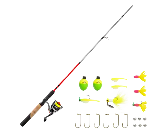 Zebco Ready Tackle Crappie 10sz 6‘6" 2pc Ultra Light Spinning Combo with Mr. Crappie Tackle