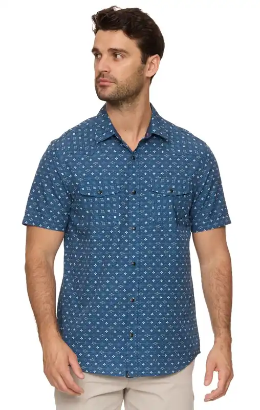 Threadgrit® Santana UPF Performance Western Shirt Navy Combo