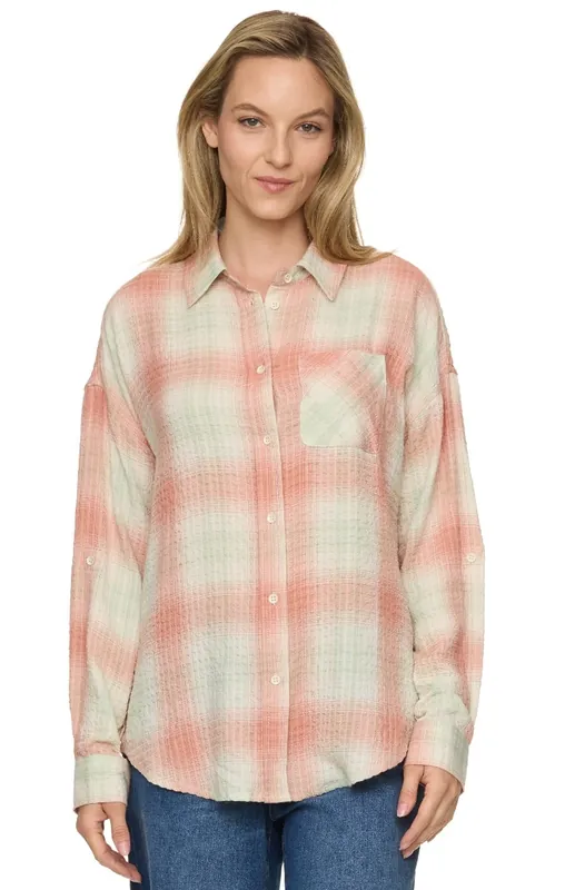 Threadgrit® Emma Boyfriend Shirt Sage Pink