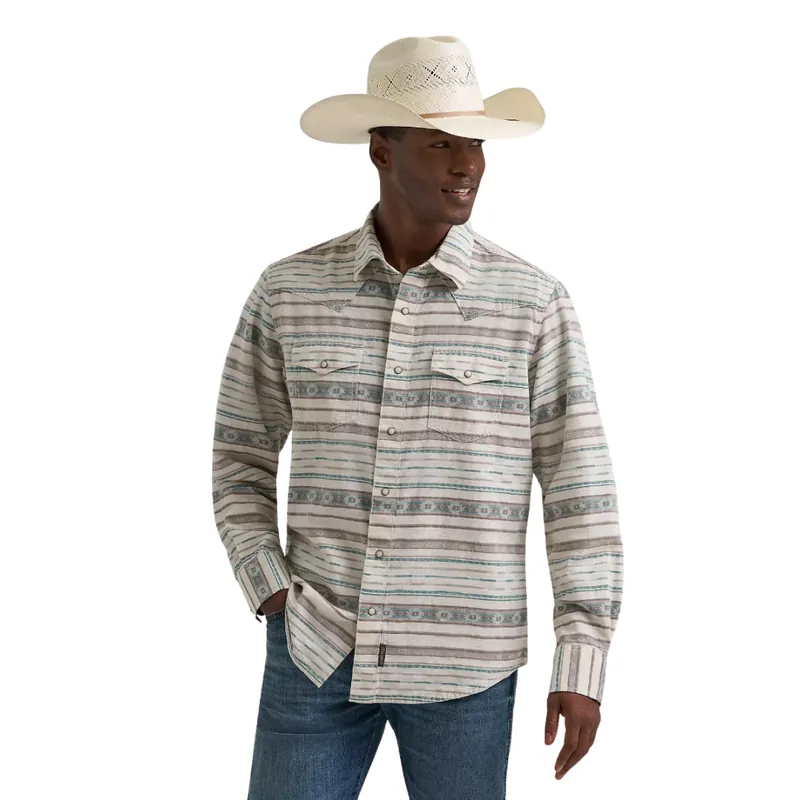 Wrangler Men‘s S26 Retro® Premium Long Sleeve Western Snap Printed Shirt Neutral Serape