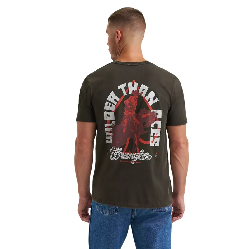 Wrangler Men‘s S26 Wilder Than Aces Back Graphic T-Shirt Black