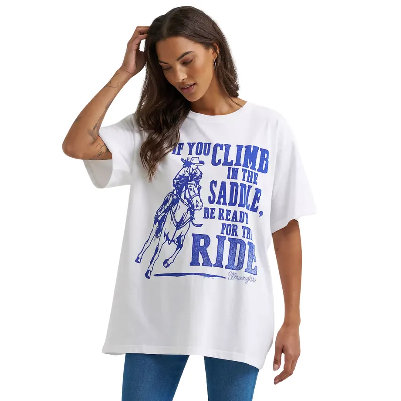 Wrangler Women‘s S26 Ready For The Ride Oversized Tee White