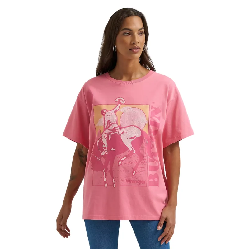 Wrangler Women‘s S26 Buckin Bronco Oversized Tee Pink