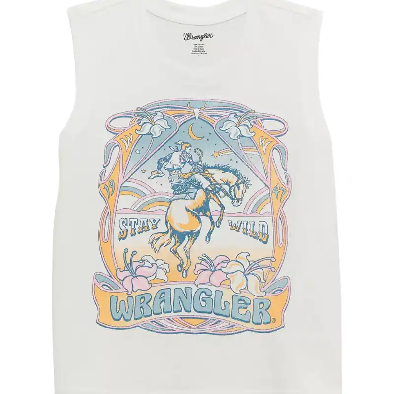 Wrangler Girl‘s S26 Western Graphic Tank White