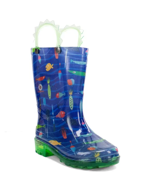 Western Chief Kids Fish On Lighted Rain Boot - Blue