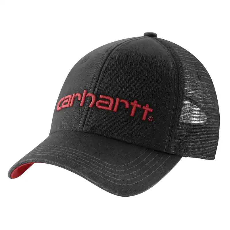 Carhartt 101195 Men‘s S26 Canvas Mesh-Back Logo Graphic Cap - Black/Crab Apple