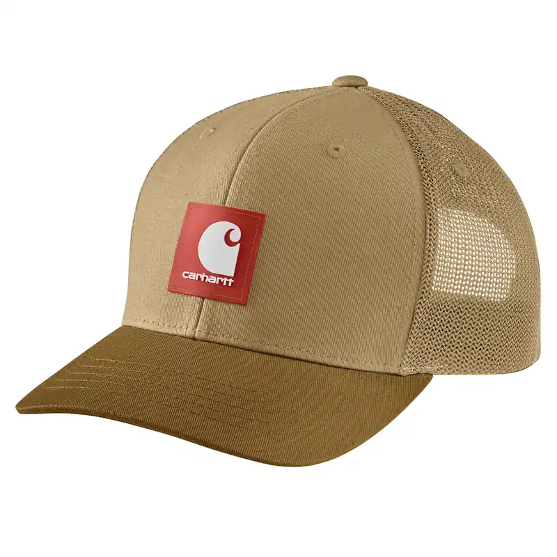 Carhartt 105216 Men‘s S26 Rugged Flex Twill Mesh-Back Logo Patch Cap - Sandstone/Carhartt Brown