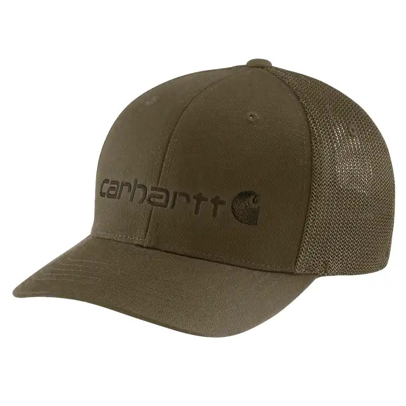 Carhartt 105353 Men‘s S26 Rugged Flex Fitted Canvas Mesh-Back Logo Graphic Cap - Burnished Logs