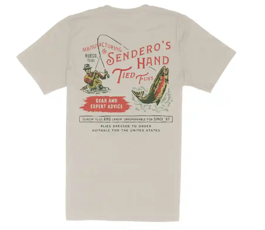 Sendero Men‘s S26 Hand Tied Flies Short Sleeve T-Shirt - Sand