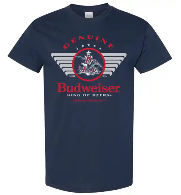 Brew City Men‘s S26 Short Sleeve Budweiser Genuine T-Shirt Navy