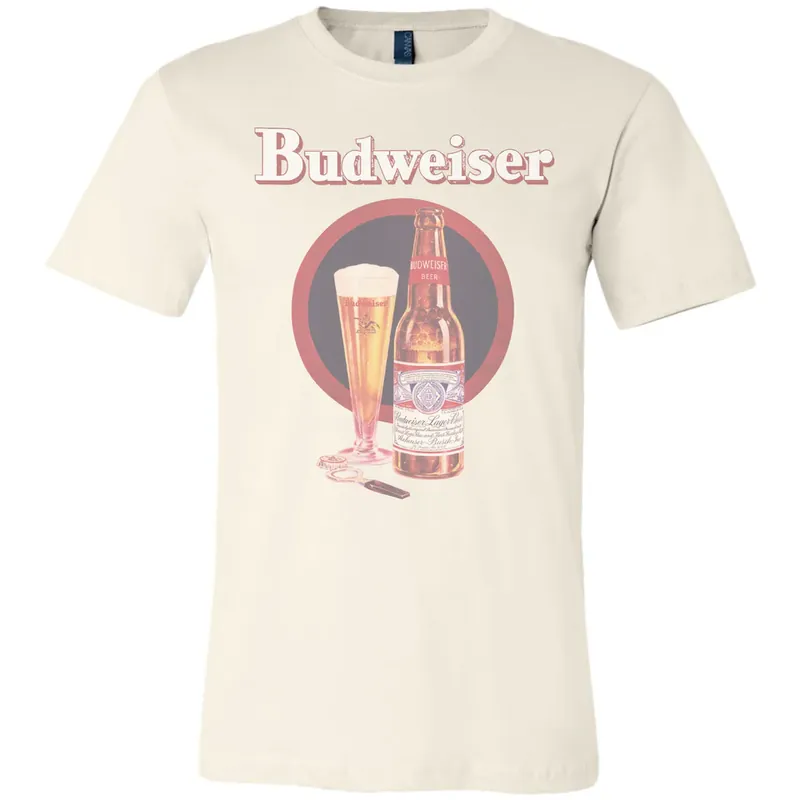 Brew City Men‘s S26 Short Sleeve Budweiser Vintage Ad T-shirt Natural
