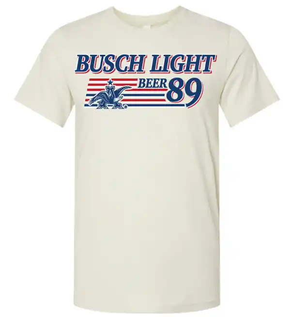 Brew City Men‘s S26 Short Sleeve Busch Light 89 Stripes T-Shirt Heather Oatmeal