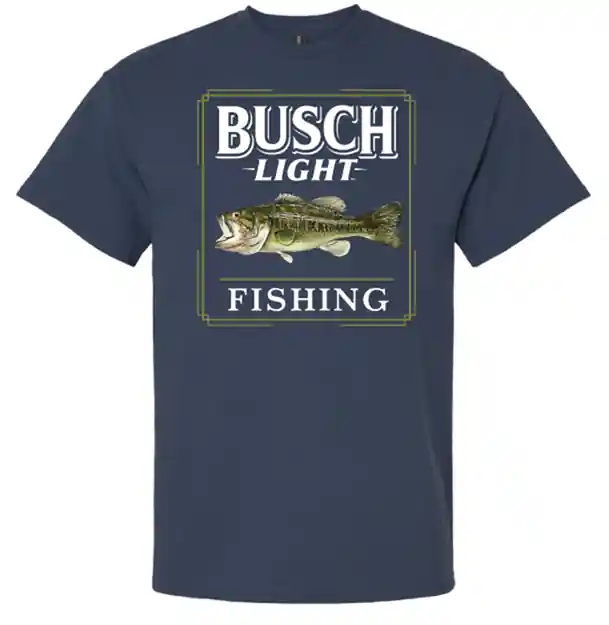 Brew City Men‘s S26 Short Sleeve Busch Light Fishing Plaque T-Shirt Navy