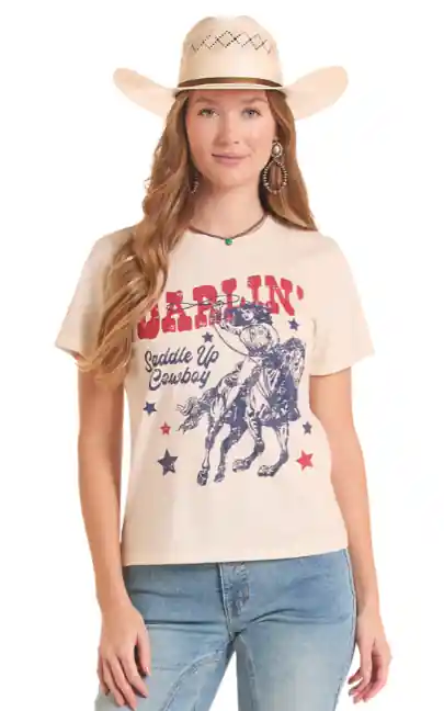Rock&Roll Denim Women‘s S26 Short Sleeve Darlin‘ Graphic T-Shirt Natural