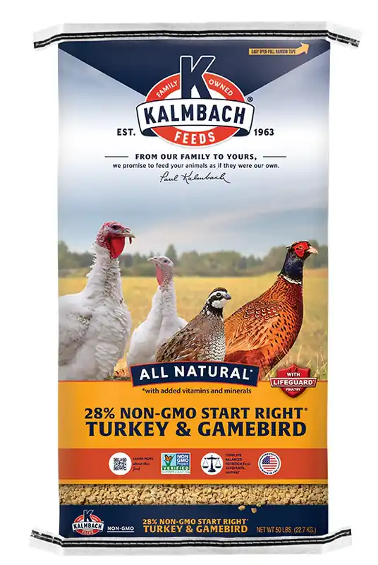 Kalmbach 28% Non-GMO Start Right™ Turkey & Gamebird Feed 50lbs