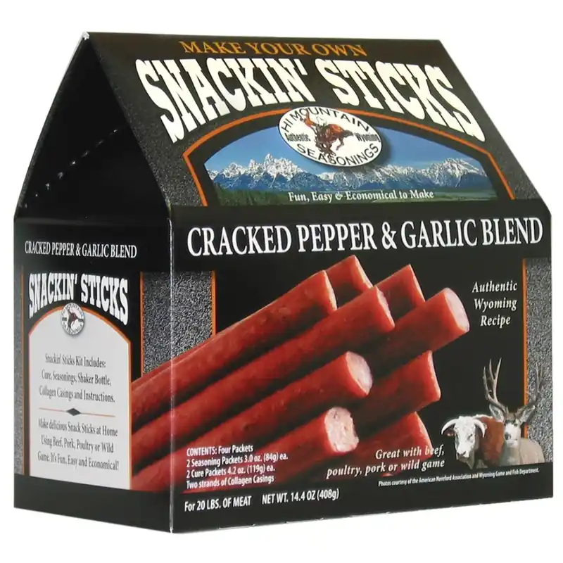 Hi Mountain Seasonings Cracked Pepper & Garlic Snackin‘ Stick Seasoning Kit 14.4oz