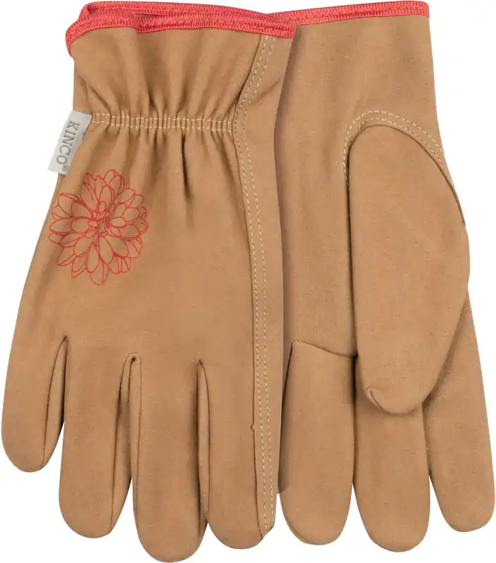 Kinco Women‘s HydroFlector Water-Resistant Synthetic Driver Gloves - Tan with Coral Details