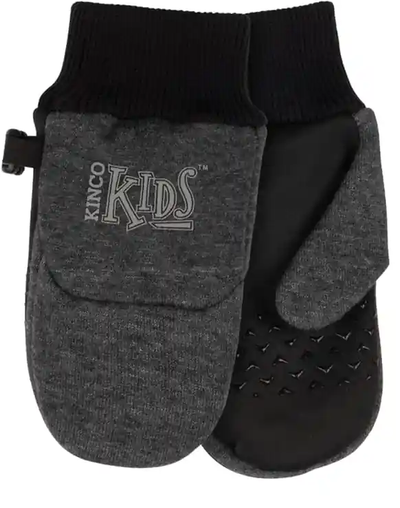Kids‘ Lightweight Fleece Mittens - Black/Dark Heather Gray - Youth Small