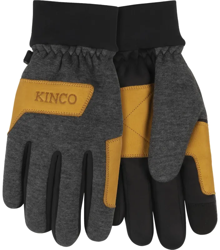 Kinco Lined Lightweight Fleece Hybrid with Double-Palm Gloves - Gray