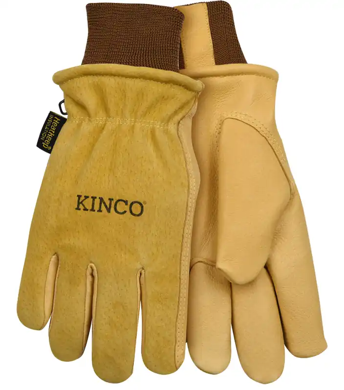 Kinco Lined Premium Grain & Suede Pigskin Driver with Omni-Cuff Gloves - Golden