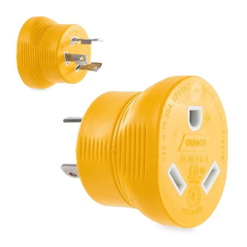 Camco Power Grip Generator Adapter, 30AM 3-Prong, 125V/3750W
