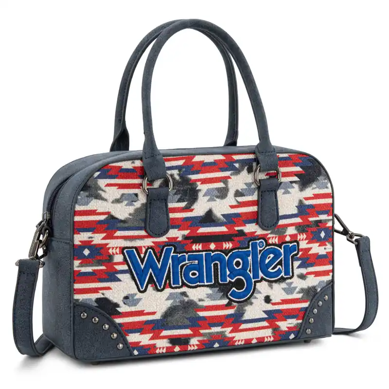 Montana West WG302-8132NY Wrangler Aztec Print Satchel/Crossbody - Navy