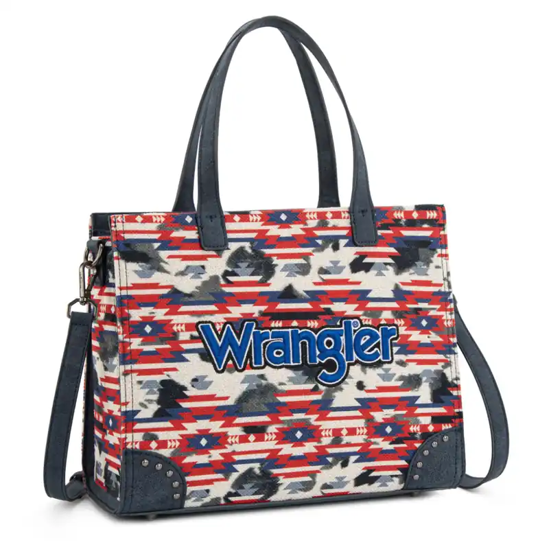 Montana West WG302-8130NY Wrangler Aztec Print Tote/Crossbody - Navy