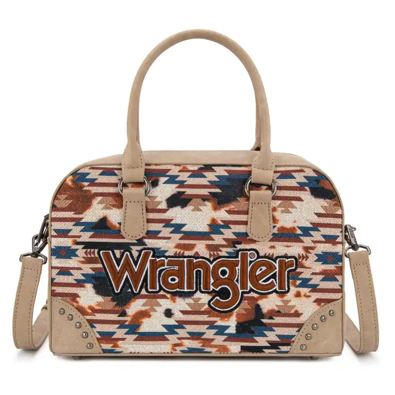 Montana West WG302-8132KH Wrangler Aztec Print Satchel/Crossbody - Khaki
