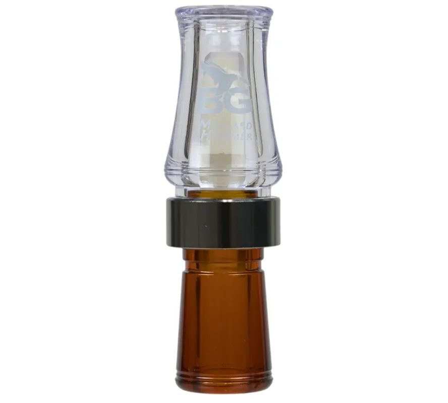 Buck Gardner Calls Mallard Hammer Big Barrel Double Reed Duck Call - Clear/Bourbon