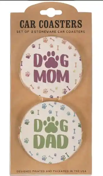 Carson Home Accents Car Coaster Dog Mom & Dad