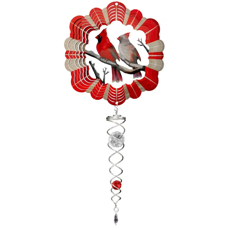 Spinfinity Designs 14" Cardinals Mini Set - 6.5" Wind Spinner - 7.5" Crystal Twister