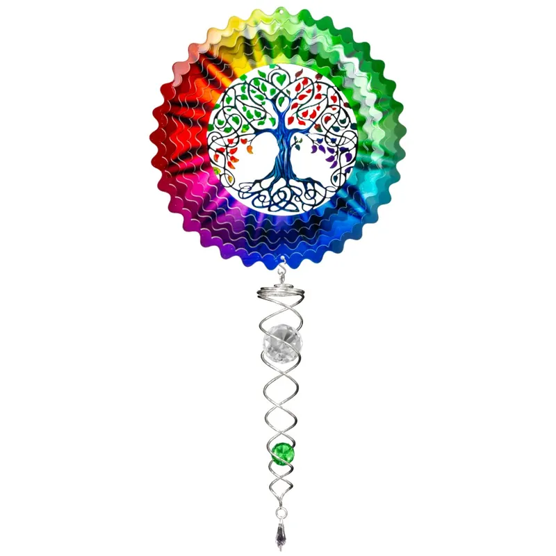 Spinfinity Designs 14" Tree of Life Multicolor Mini Set - 6.5" Wind Spinner - 7.5" Crystal Twister