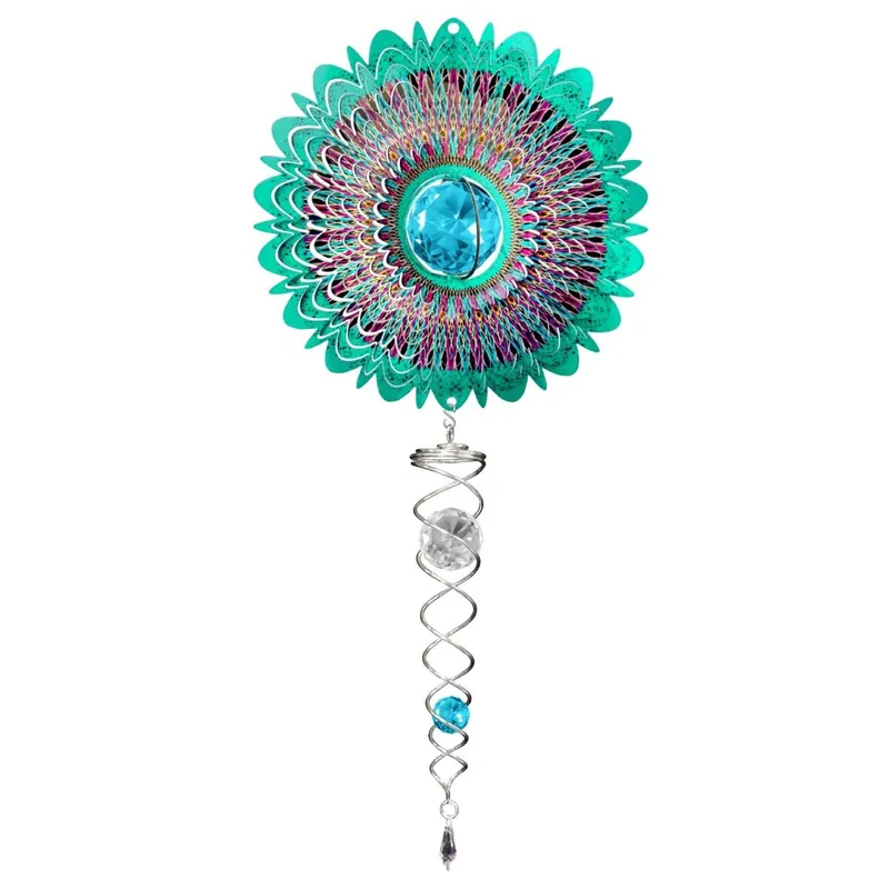 Spinfinity Designs 14" Crystal Cosmic Mandala Mini Set - 6.5" Wind Spinner - 7.5" Crystal Twister