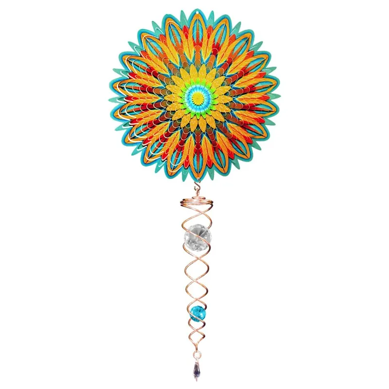 Spinfinity Designs 14" Floral Mandala Mini Set - 6.5" Wind Spinner - 7.5" Crystal Twister