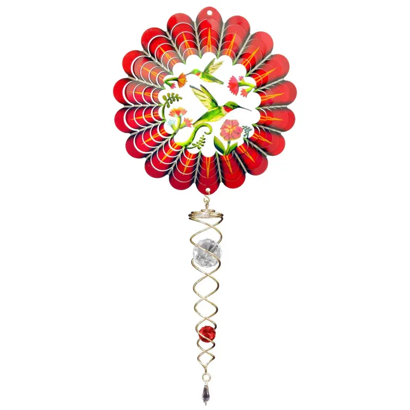 Spinfinity Designs 14" 3D Hummingbird Mini Set - 6.5" Wind Spinner - 7.5" Crystal Twister